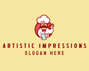 Happy Mustache Chef  logo design