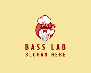 Happy Mustache Chef  logo design