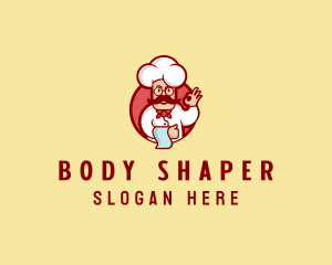 Happy Mustache Chef  logo design