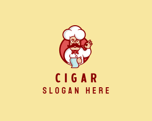 Happy Mustache Chef  logo design