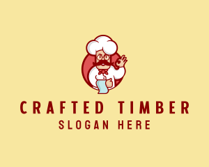 Happy Mustache Chef  logo design