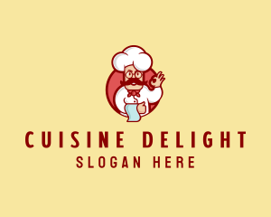 Happy Mustache Chef  logo design