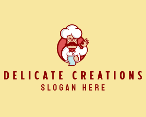 Happy Mustache Chef  logo design