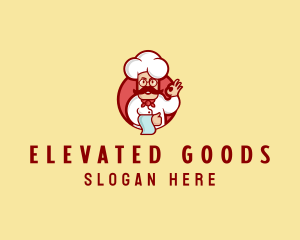 Happy Mustache Chef  logo design