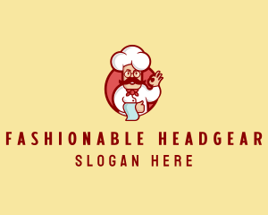 Happy Mustache Chef  logo design