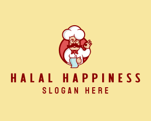 Happy Mustache Chef  logo design