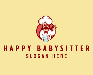 Happy Mustache Chef  logo design