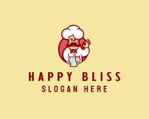 Happy Mustache Chef  logo design