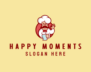 Happy Mustache Chef  logo design