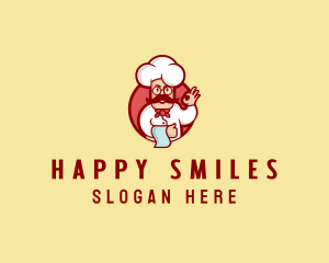 Happy Mustache Chef  logo design