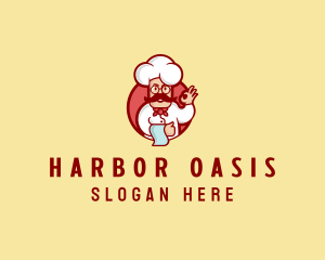 Happy Mustache Chef  logo design