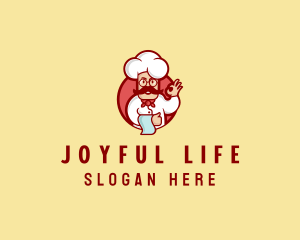 Happy Mustache Chef  logo design