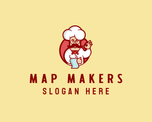 Happy Mustache Chef  logo design