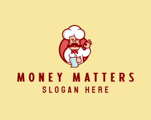 Happy Mustache Chef  logo design