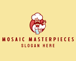 Happy Mustache Chef  logo design