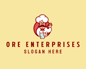 Happy Mustache Chef  logo design