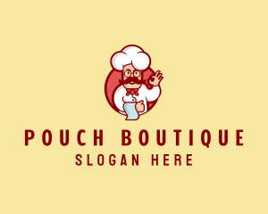 Happy Mustache Chef  logo design