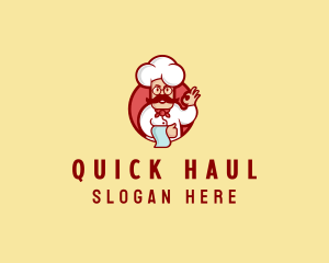 Happy Mustache Chef  logo design