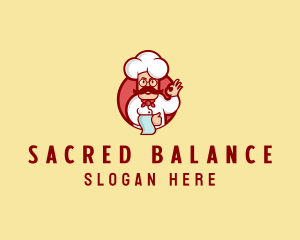 Happy Mustache Chef  logo design