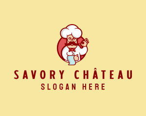 Happy Mustache Chef  logo design