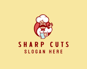 Happy Mustache Chef  logo design