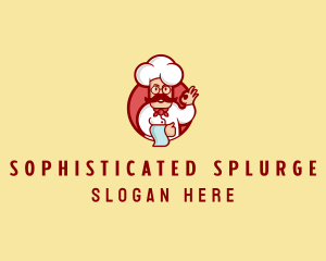 Happy Mustache Chef  logo design