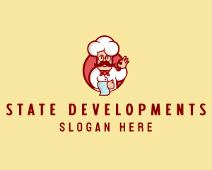 Happy Mustache Chef  logo design