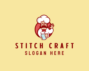 Happy Mustache Chef  logo design