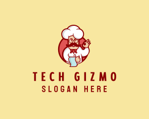 Happy Mustache Chef  logo design