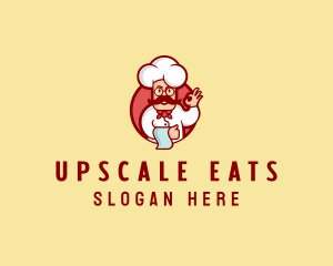 Happy Mustache Chef  logo design