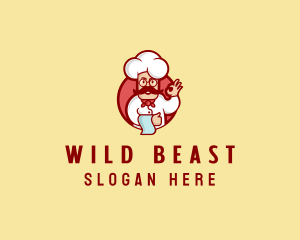 Happy Mustache Chef  logo design