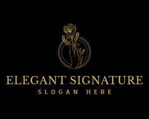 Hand Flowers Elegant logo design