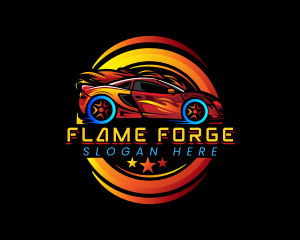 Car Racing Flame logo design