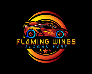 Car Racing Flame logo design