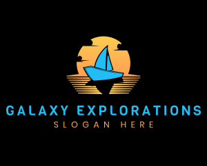 Sunset Travel Boat logo design