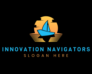 Sunset Travel Boat logo design