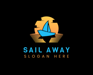 Sunset Travel Boat logo design