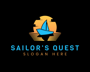 Sunset Travel Boat logo design