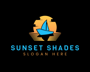 Sunset Travel Boat logo design