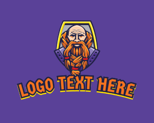 Viking Warrior Old Man Gaming logo design