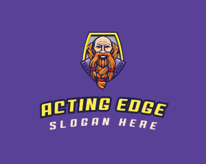 Viking Warrior Old Man Gaming logo design