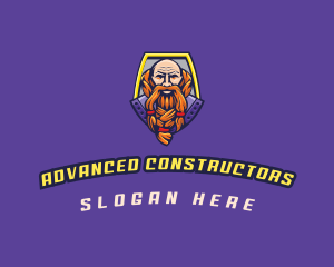 Viking Warrior Old Man Gaming logo design