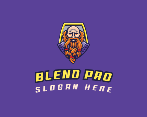 Viking Warrior Old Man Gaming logo design