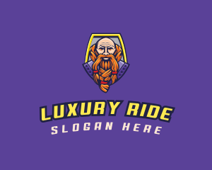 Viking Warrior Old Man Gaming logo design