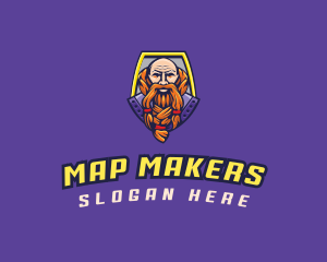 Viking Warrior Old Man Gaming logo design