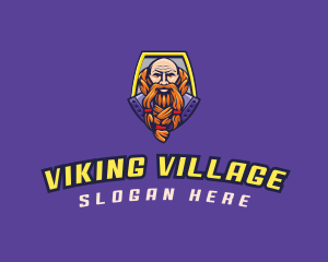 Viking Warrior Old Man Gaming logo design