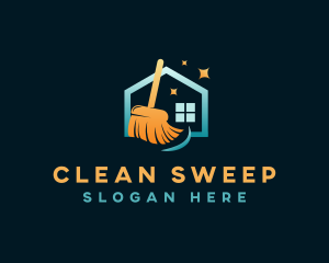 Sanitation Broom Cleaning logo design