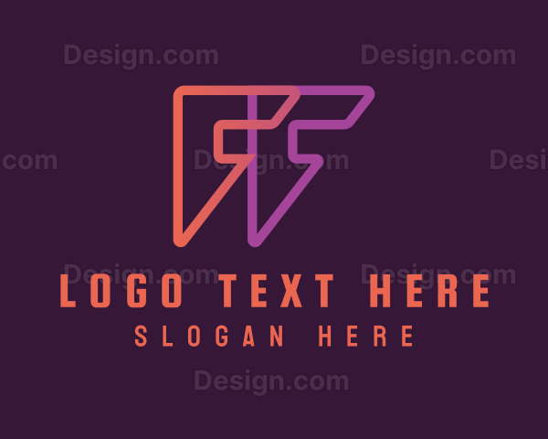 Gradient Triangle Outline Letter F Logo