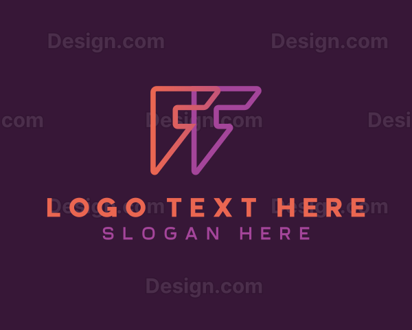 Gradient Triangle Outline Letter F Logo