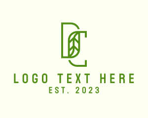 Green Leaf Letter DC Monogram logo
